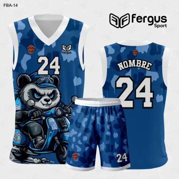 Camiseta de Basquetbol Oso AZUL Blanco