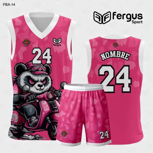 Camiseta de Basquetbol Oso Rosado Blanco