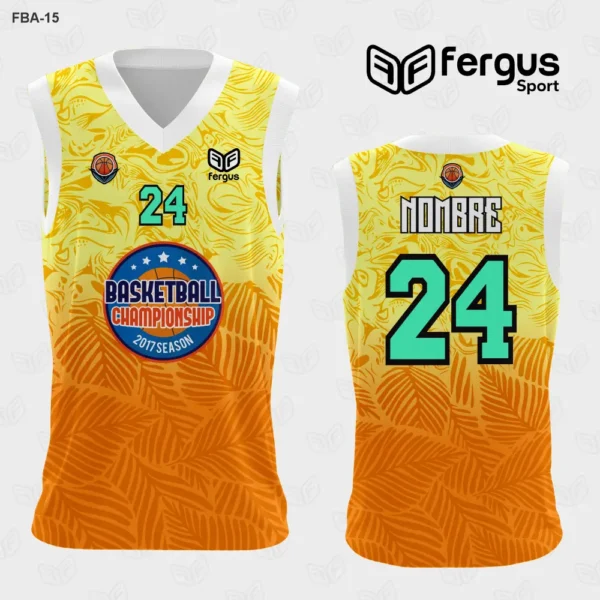 Camiseta de Basquetbol naranja con amarillo