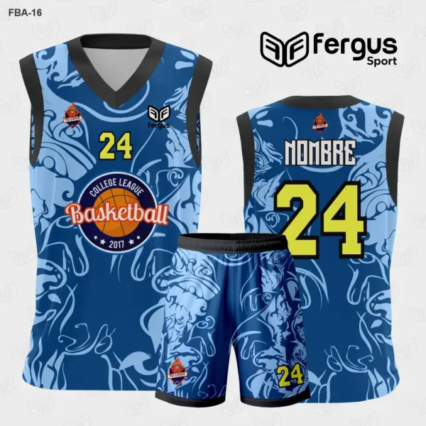 Camiseta de Basquetbol azul y celeste