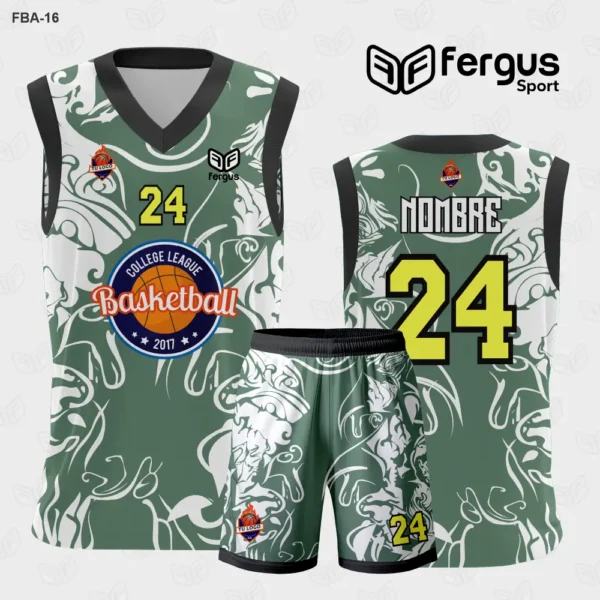 Camiseta de Basquetbol verde y blanco