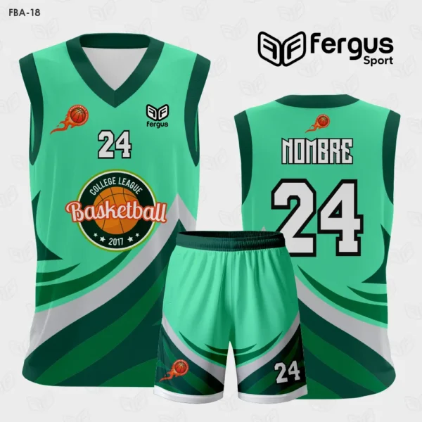 Camiseta de Basquetbol verde y gris
