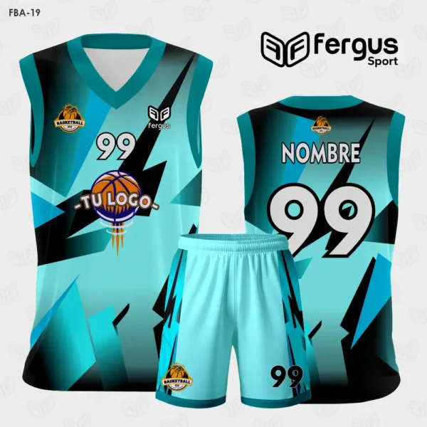 Camiseta de Basquetbol celeste negro turquesa