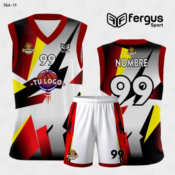 Camiseta de Basquetbol Rojo Amarillo Blanco