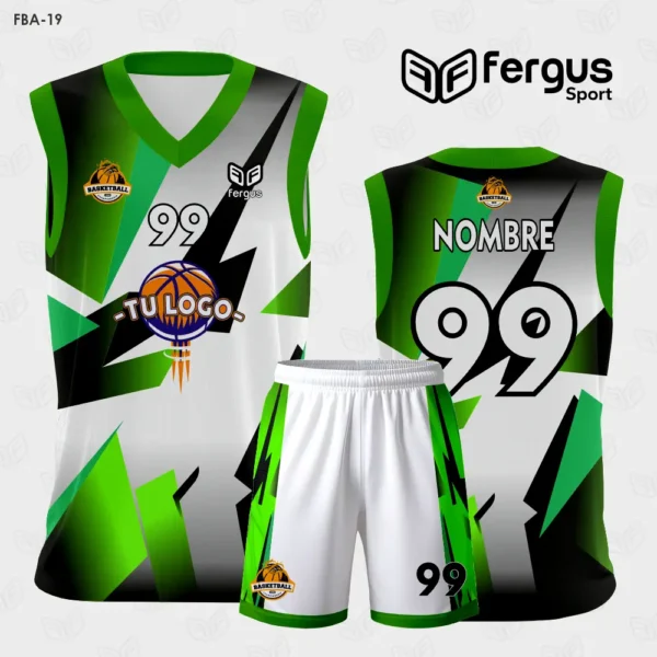 Camiseta de Basquetbol verde negro Blanco
