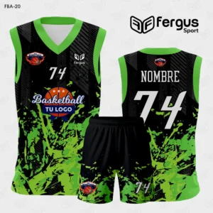 Camiseta de Basquetbol Negro Pintura Verde
