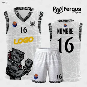 Camiseta de Basketball Blanco Negro Bulldog