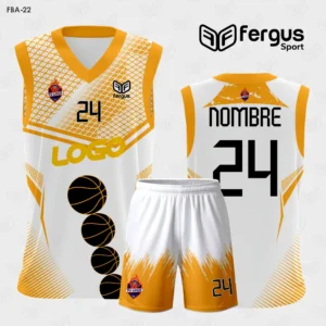 Camiseta de Basketball Blanco con Naranja