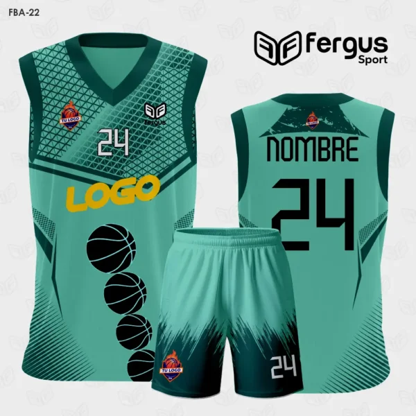 Camiseta de Basketball verde cemento y verde oscuro
