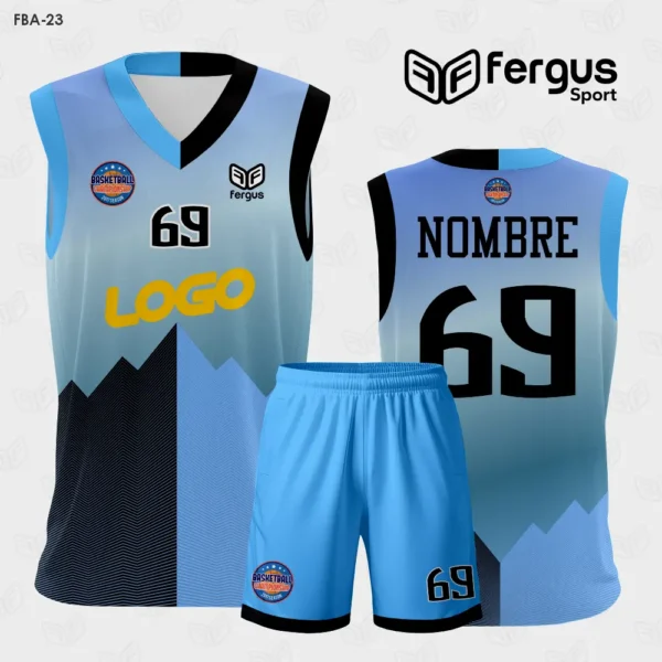 Camiseta de Basketball celeste con Negro
