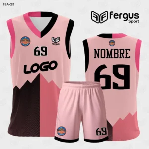 Camiseta de Basketball Rosado con Negro