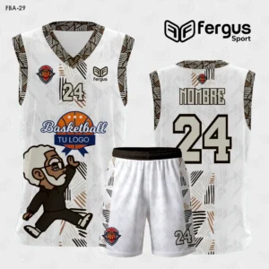 Camiseta de Basketball Blanco con Negro
