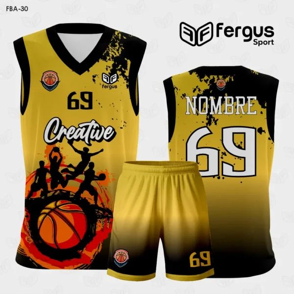 Camiseta de Basketball DORADO Y NEGRO