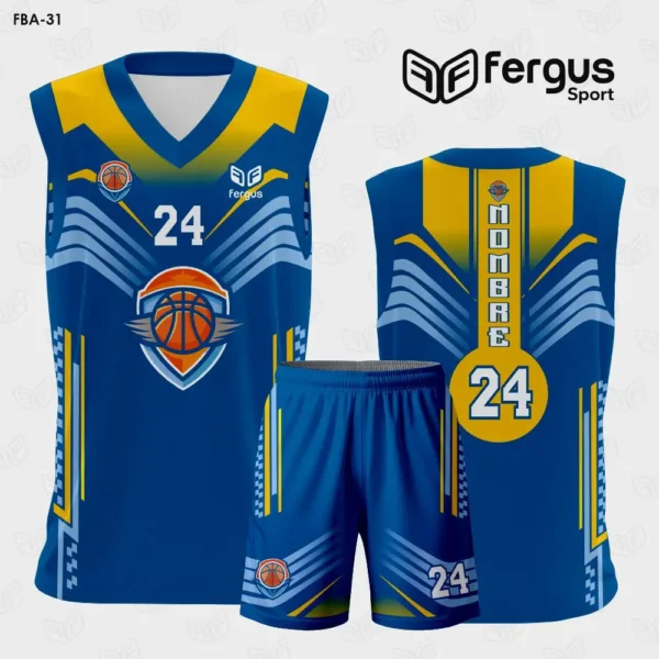 Camiseta de Basketball azul y amarillo