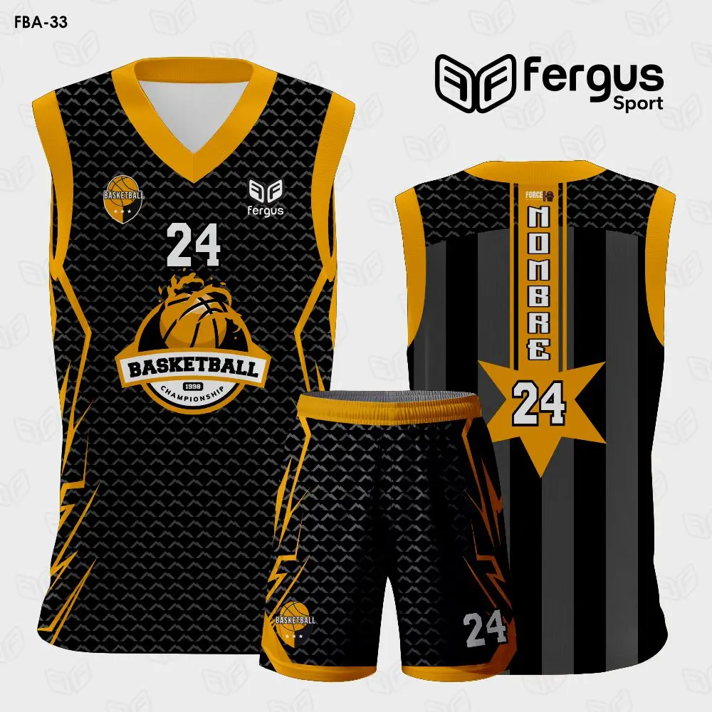 Camiseta de Basketball Negro con Naranja