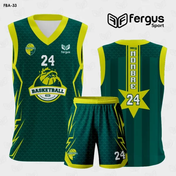 Camiseta de Basketball verde con amarillo