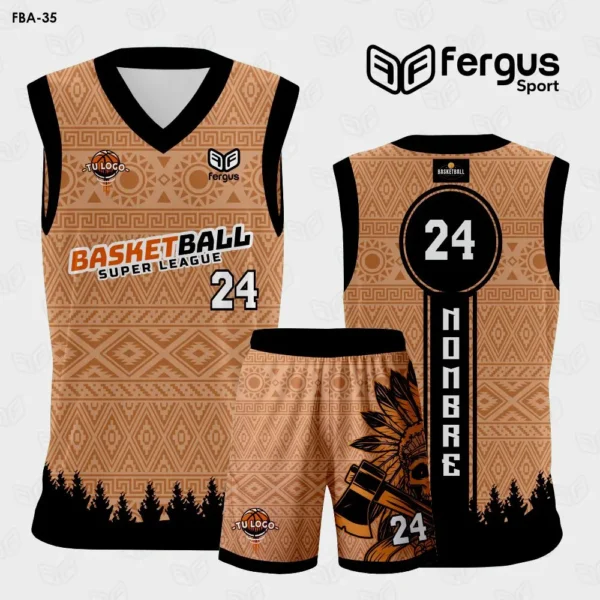 Camisetas de Basquet Cafe con Negro