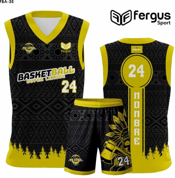 Camisetas de Basquet DORADO con Negro