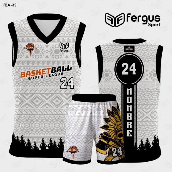 Camisetas de Basquet BLANCO con Negro