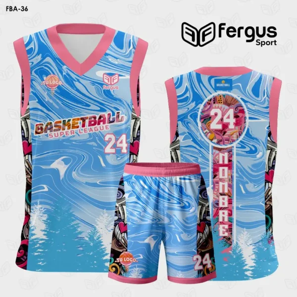 Camisetas de Basquet ROSADO Y CELESTE