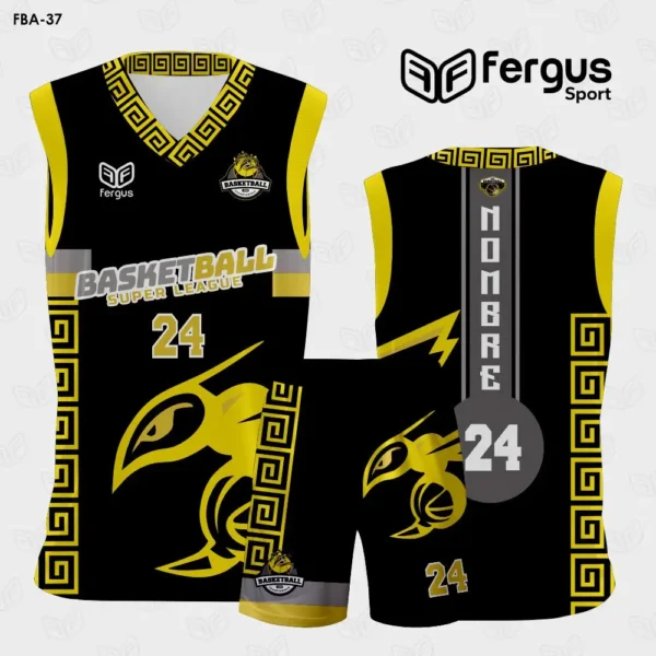 Camisetas de Basquet NEGRO Y DORADO