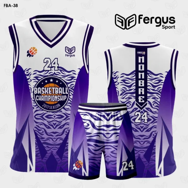 Camisetas de Basquet Blanco con MORADO