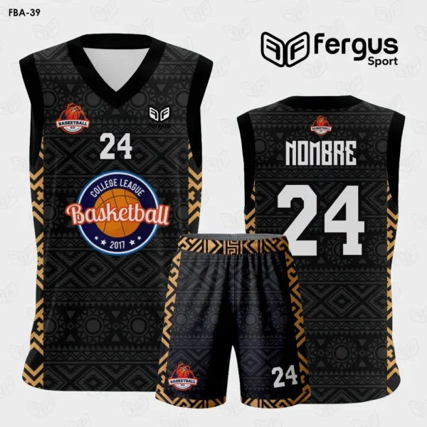 Camisetas de Basquet Negro con franjas