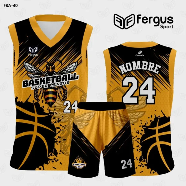 Camisetas de Basquet naranja con Negro Abeja