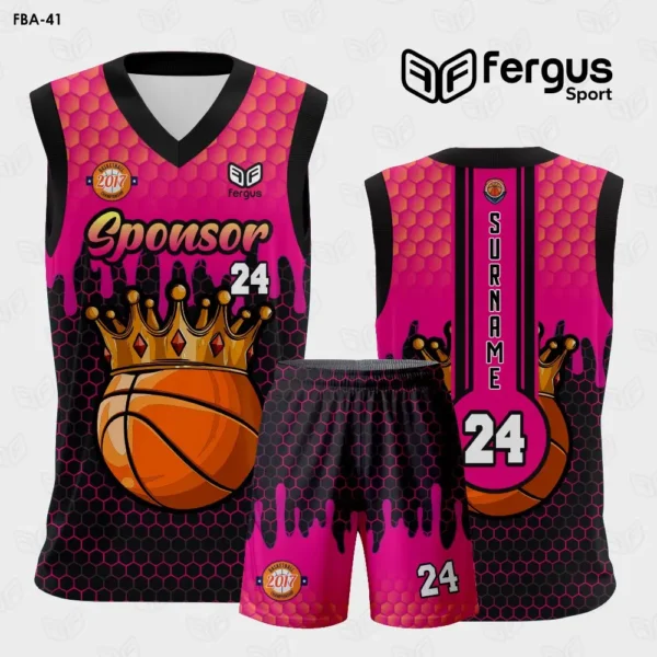 Camisetas de Basquet Panal fucsia Negro