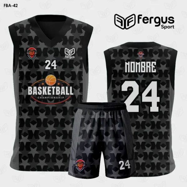 Camisetas de Basquet negro y plomo Estrellas