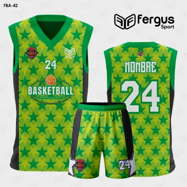 Camisetas de Basquet verde y gris Estrellas