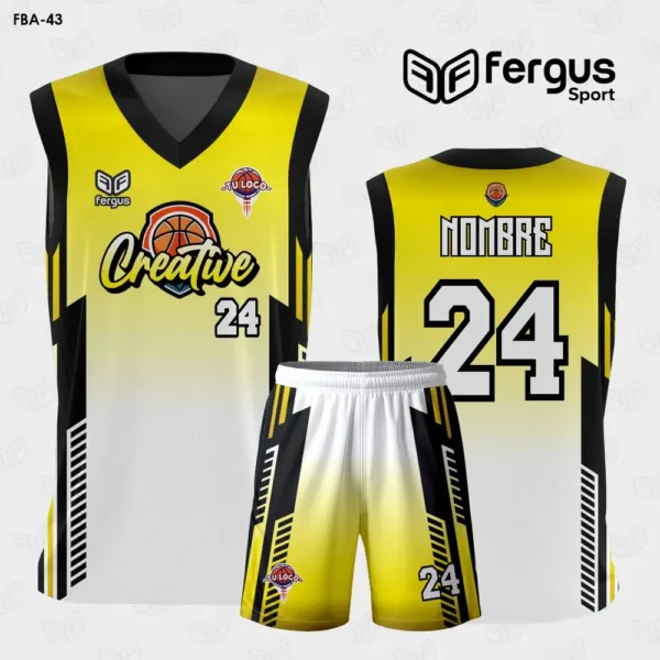 Camisetas de Basquet Amarillo Blanco