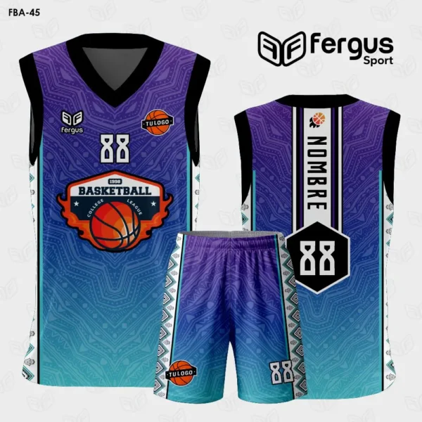 Camisetas de Basquet morado celeste