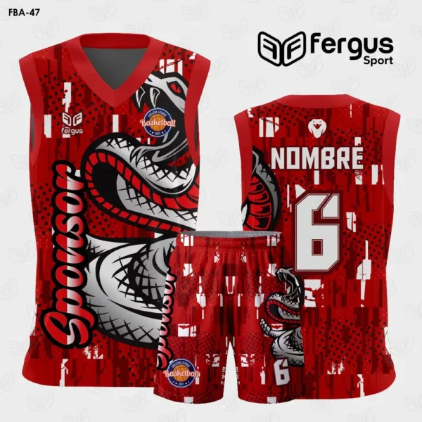 Camisetas de Basquet rojo Serpiente