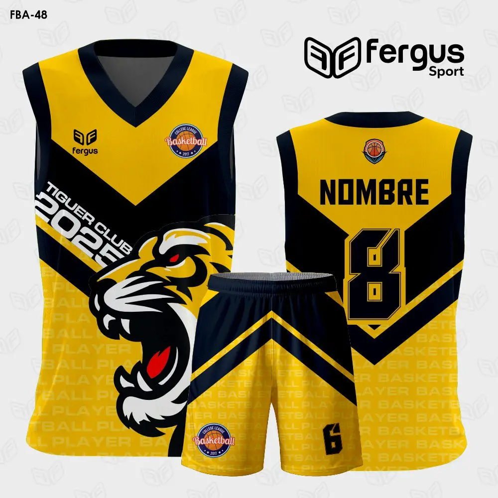 Camisetas de Basquet Amarillo Negro Tigre