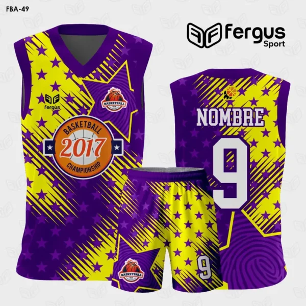 Camisetas de Basquet morado amarillo Estrellas