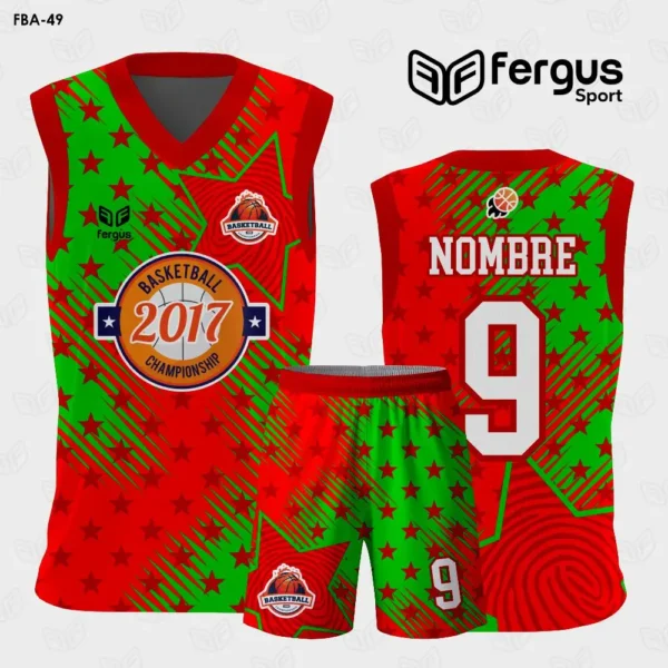 Camisetas de Basquet rojo y verde Estrellas