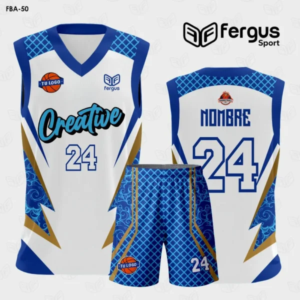 Camisetas de Basquet Blanco con azul