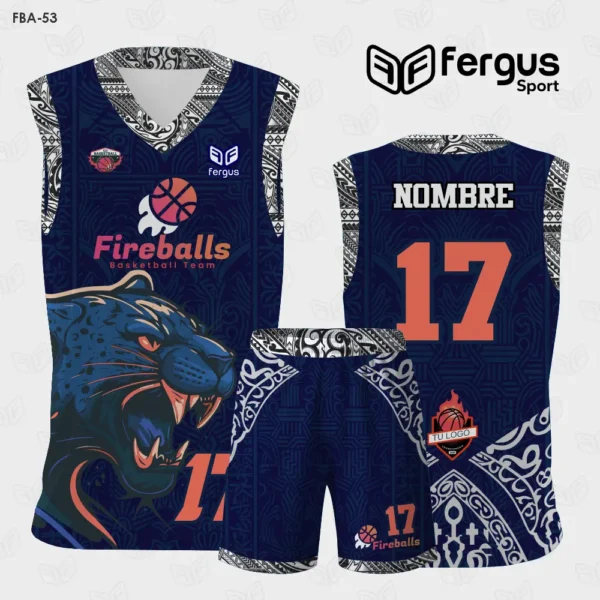 Camisetas de Basquet azul y blanco Jaguar