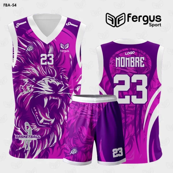 Camisetas de Basquetbol fucsia y morado León