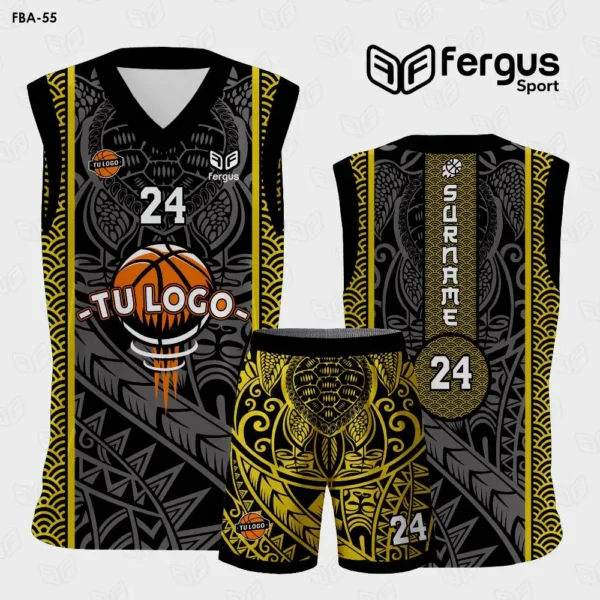 Camiseta de Basquetbol negro con dorado