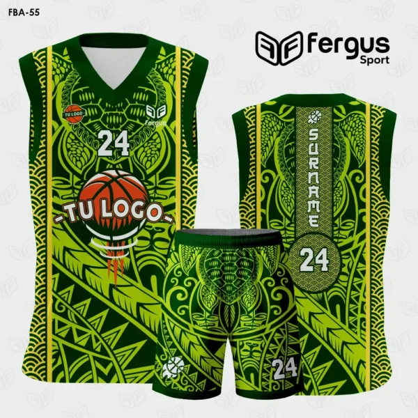 Camiseta de Basquetbol verde y amarillo