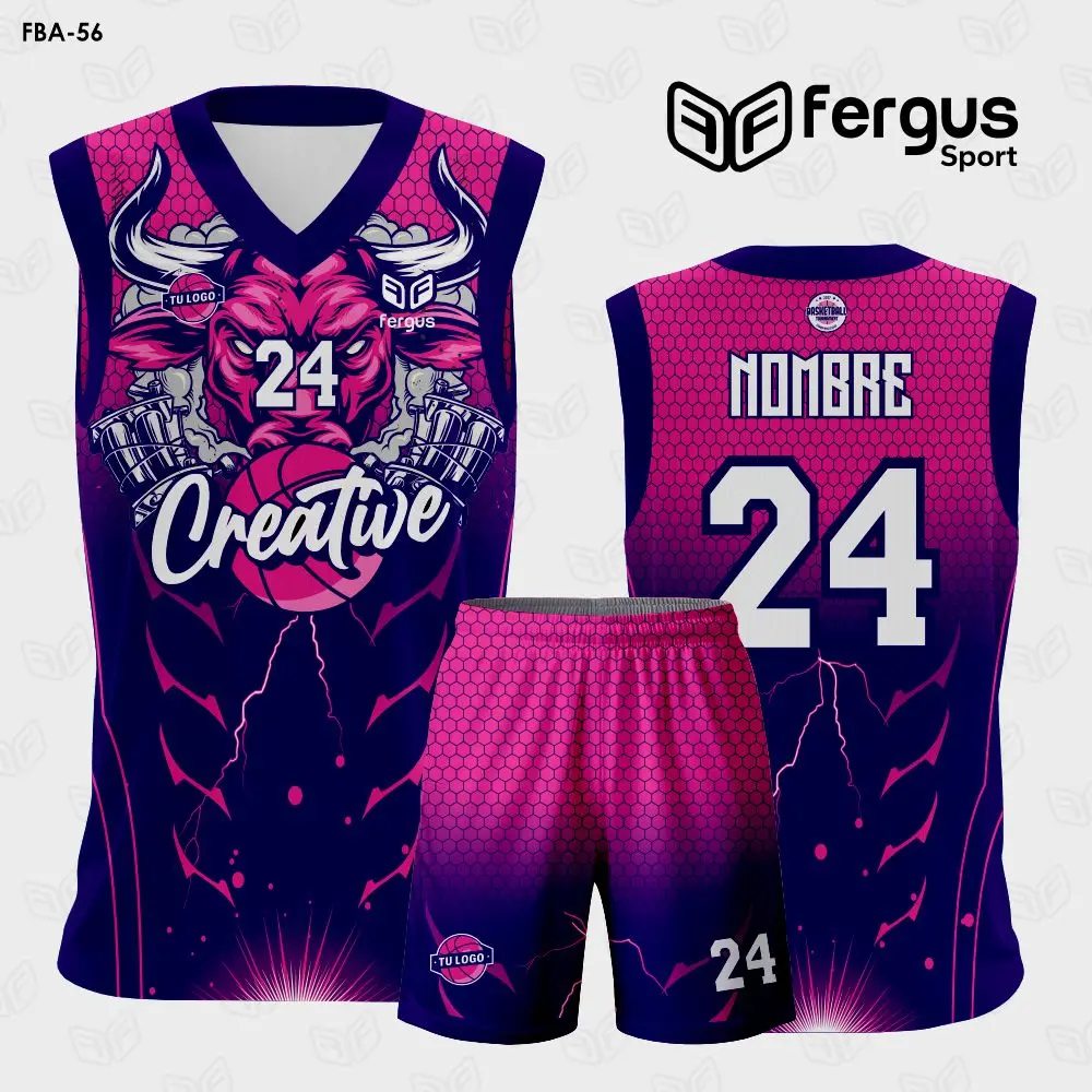 Camiseta de Basquetbol Morado Fucsia Bull