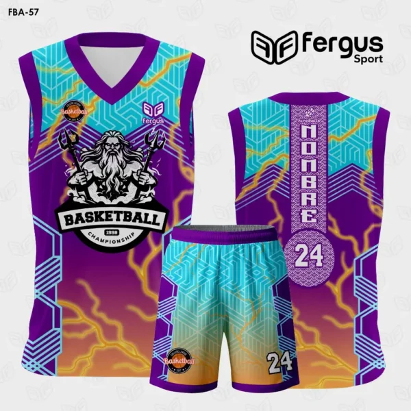 Camiseta de Basquetbol celeste y morado Zeus