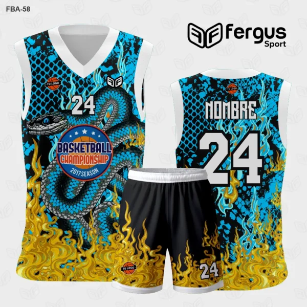 Camiseta de Basquetbol Celeste y amarillo