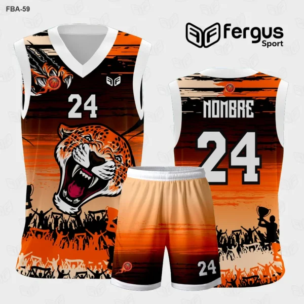 Camiseta de Basquetbol naranja con blanco Jaguar