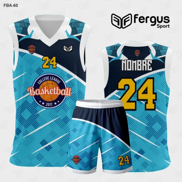 Camiseta de Basquetbol Celeste y Azul