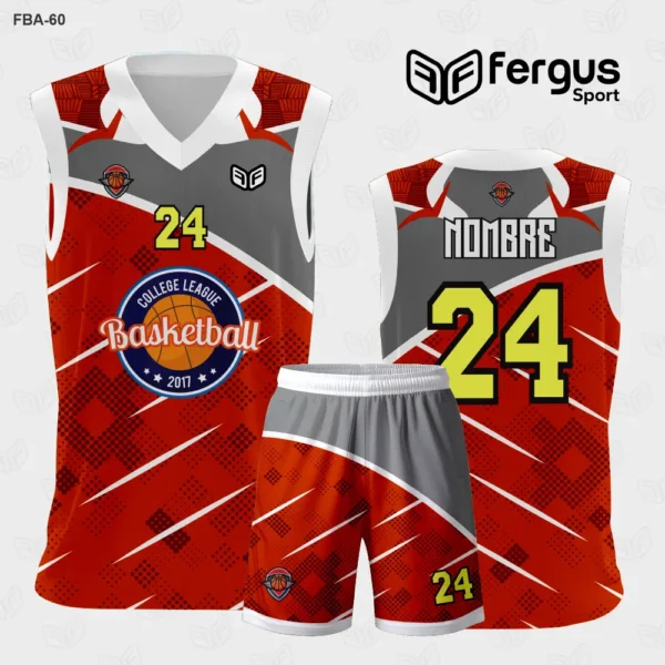 Camiseta de Basquetbol rojo y plomo