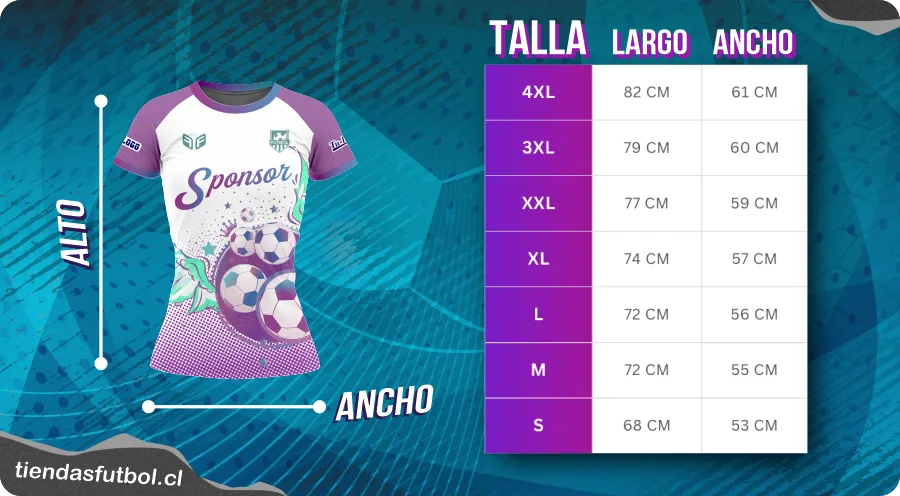 camisetas de futbol en chile talla mujer