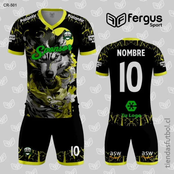 Camisetas de Futbol Lobo negro amarillo
